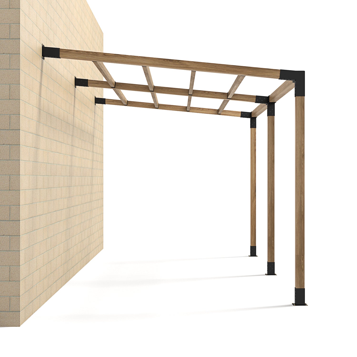 Angled Double Wall Mount Pergola Brackets Kit With Rafters | Outmos Pergola