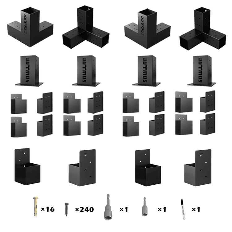 Single Pergola Kit Brackets with Railing | $928 | Outmos Pergola