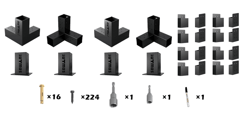 Single Pergola Brackets Kit with Privacy Wall | $848 | Outmos Pergola